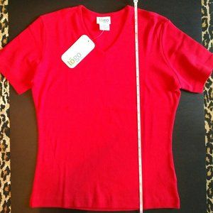 FLASH SALE! NEW Red 100% Cotton T-Shirt, V-neck, Short Sleeves, Small